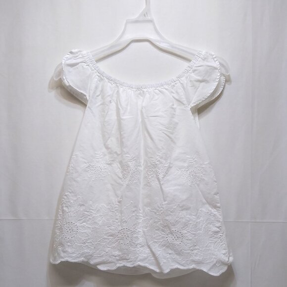 Maurices Blouse Peasant Eyelet Embroidered Off-Shoulder Top XS Cotton Blend EUC - Picture 1 of 2